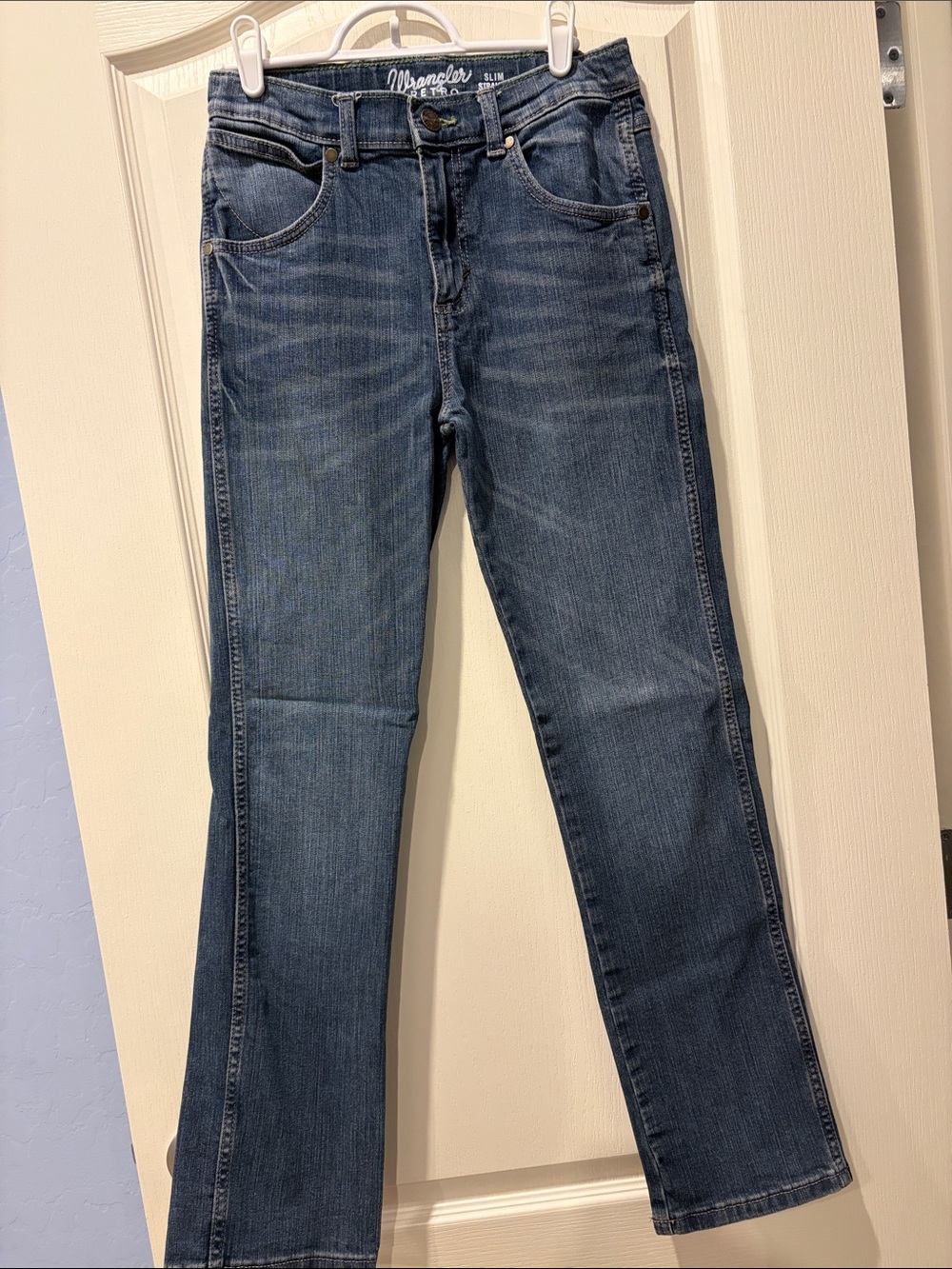 Wrangler Retro Slim Straight Leg Jeans - Medium Blue Wash Boys 14 Slim